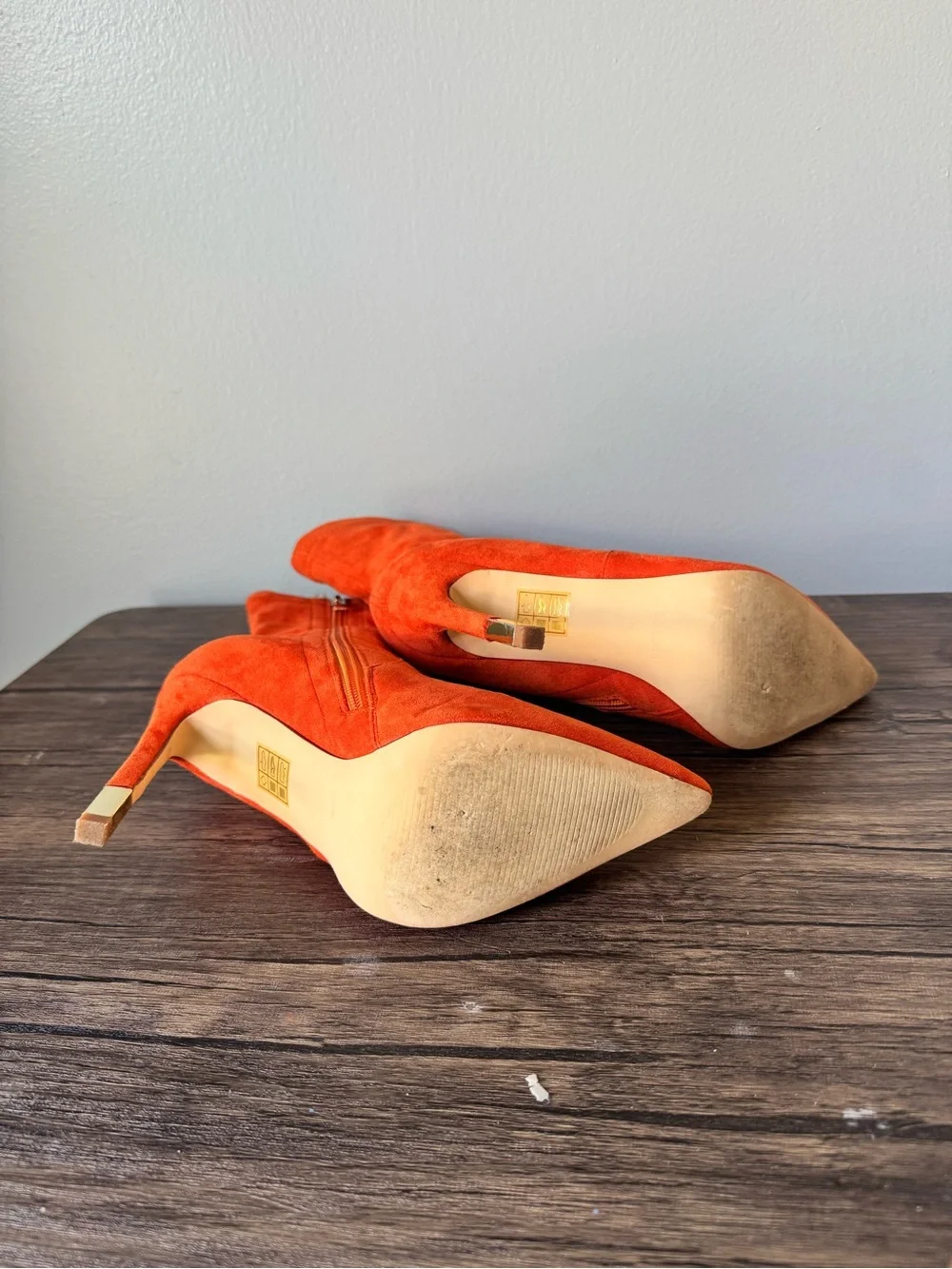 Simmi London Shoes Women's Orange Suede Pointed-Toe Stiletto Ankle Boots Fall